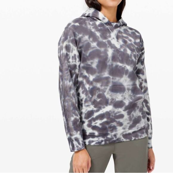 Lululemon All Yours Hoodie Tie Dye Fleece Marmoleado Tie Dye Graphite- Size 4 - Picture 2 of 8